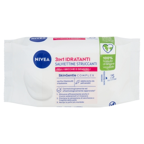 Nivea 3in1 Idratanti Salviettine Struccanti Pelli Secche 25 pz